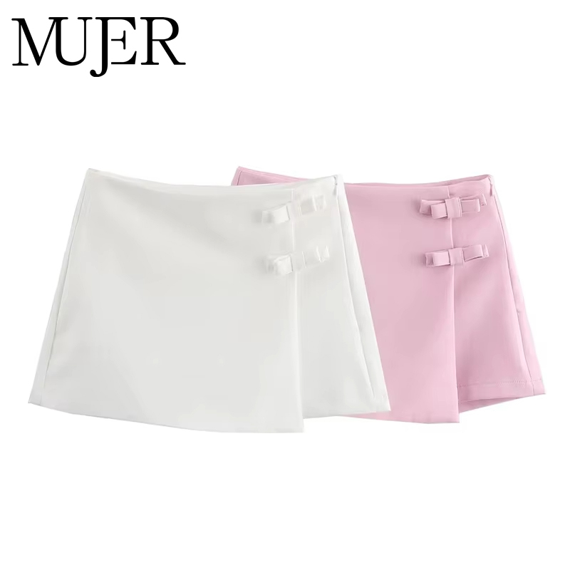 Summer Zara - Jupe-short rose et blanche pour femme,