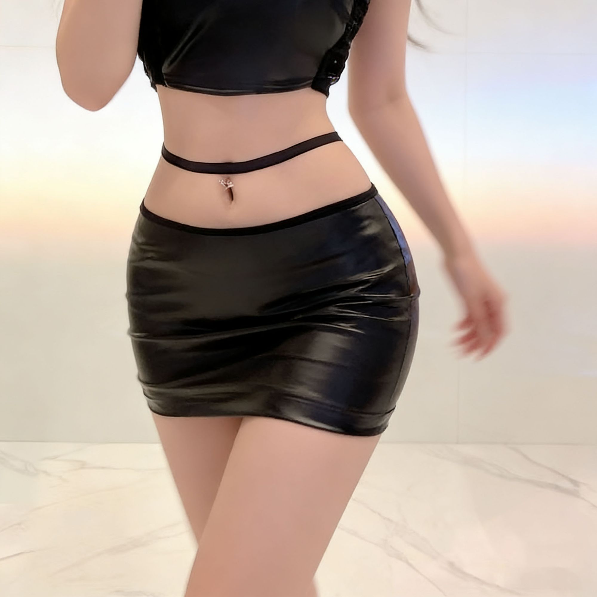 Jupe courte en PU sexy pour fe - Summer Clothing Wraps avis et prix
